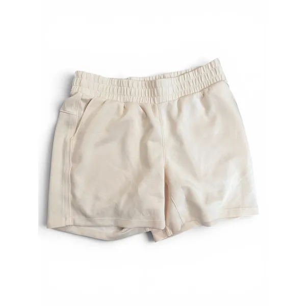 LuLaRoe‎ Womens Cream Smocked High Waist Lounge Shorts Size L Off White Pockets - Image 3
