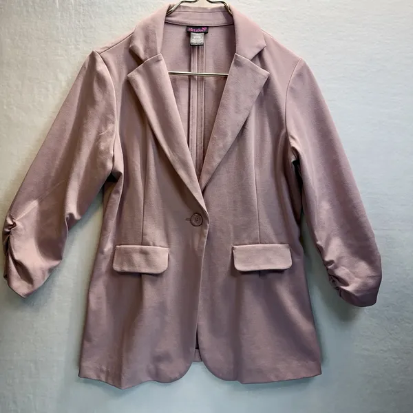 women's casual, pink, three-quarter sleeve‎ blazer cardigan - Image 2