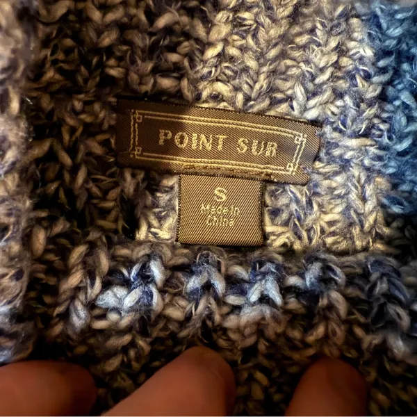J.Crew Point Sur Turtleneck Sweater Women’s Size Small‎ Blue White Marled Chunky - Image 3