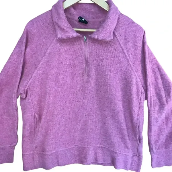 Nike Women’s Pink Half Zip Anorak Loungewear‎ Casual Pullover Sweater Large - Image 4