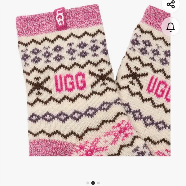 UGG Cream & Pink Fair Isle Wool-Blend Casual Socks (New) - Image 2