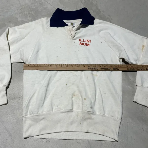 Vintage Illinois Illini Mom Women's Sweatshirt Polo 1980's SZ Medium Distressed - Image 6