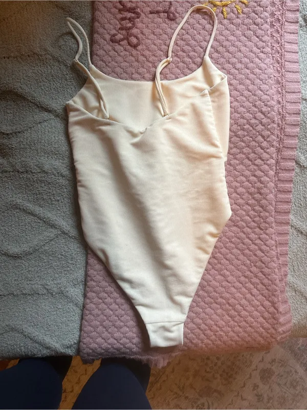 Skatie Cream Ribbed One-Piece Swimsuit - Image 3
