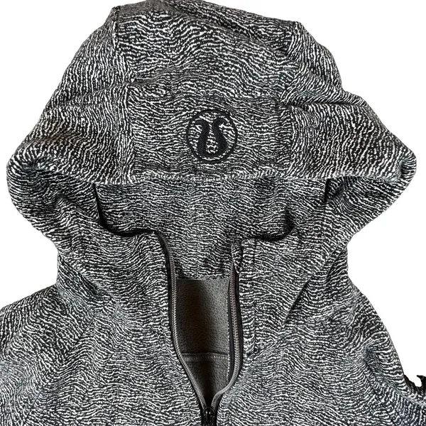 Lululemon Scuba Hoodie Splatter White Black Full Zip Sweatshirt Womens Sz. 8 - Image 2