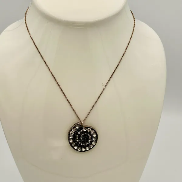 Vintage-Inspired Spiral Rhinestone Pendant Necklace - Image 6