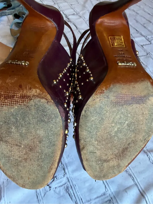 Schutz Slingback Peep-Toe Studded Heels 6B Leather Rocker Going Out Party - Image 14