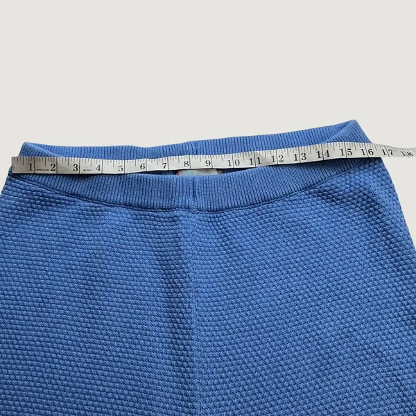 Free People FP Beach Blue Knit Wide Leg Pants XL Textured Cotton Cropped Pants - Image 4