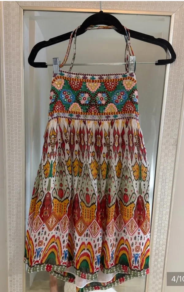 ZARA Embroidered Bohemian Colorful Mini Festival Sun Dress NWOT - Image 4