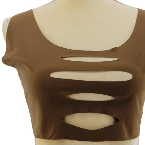 NEW‎ Forplay Brown Cutout Rave Festival Special Occasion Bra Crop Top Size XL - Image 3