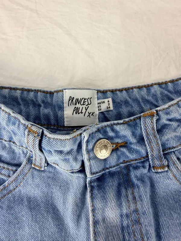 Princess Polly Womens Light Wash Denim High-Waisted Frayed Hem Shorts Size 2 - Image 13