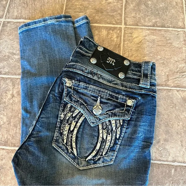 Miss Me Angel Wing Signature Skinny Designer Jeans Flap Pocket 26 - Image 4