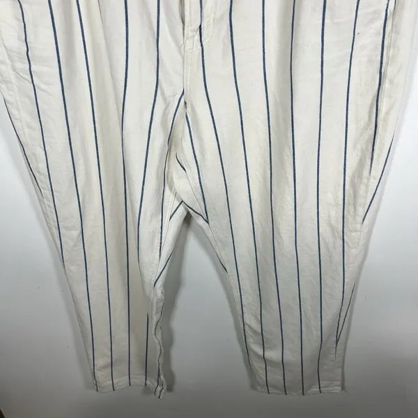 American Eagle Momjean White Blue‎ Striped Plus Size 18 Boho Casual Beach - Image 4