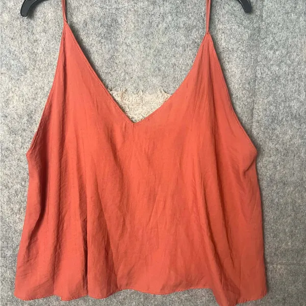 Free People Intimately Women's Medium Rust lace trim‎ v-neck Camisole Top - Image 2