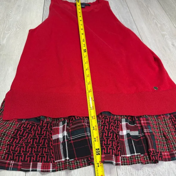 Tommy Hilfiger red Christmas peplum tank holiday‎ knit cotton blend size large - Image 6