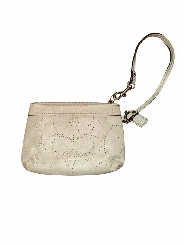 Coach Signature Perforated Leather Wristlet - Light Gray - Image 2