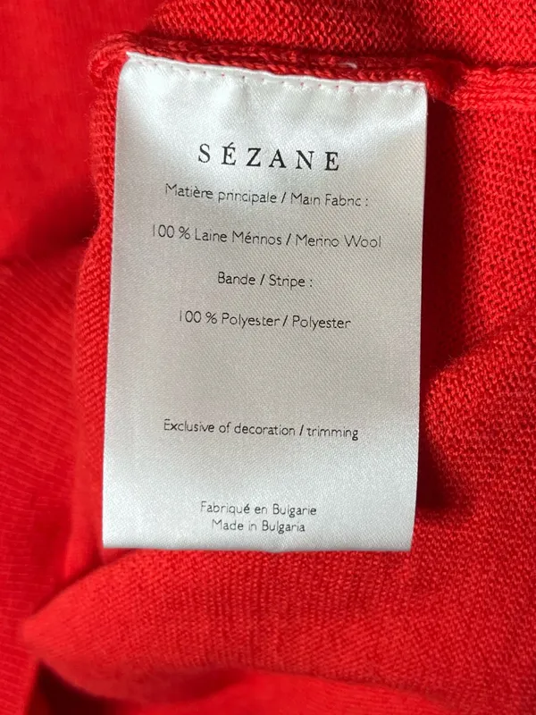 Sézane 100% Merino Wool Knit Jacob Jumper Mock Neck Sweater in Red - Image 7