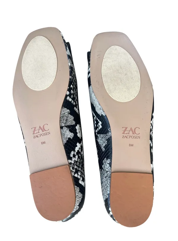 Zac Posen Vonte Black Snake Buckle Flats size 8 - Image 5