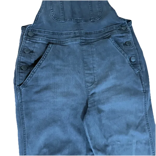 Arizona Jean Co Womens Black Distressed Denim Overalls Knee Slits Bib Size S - Image 4
