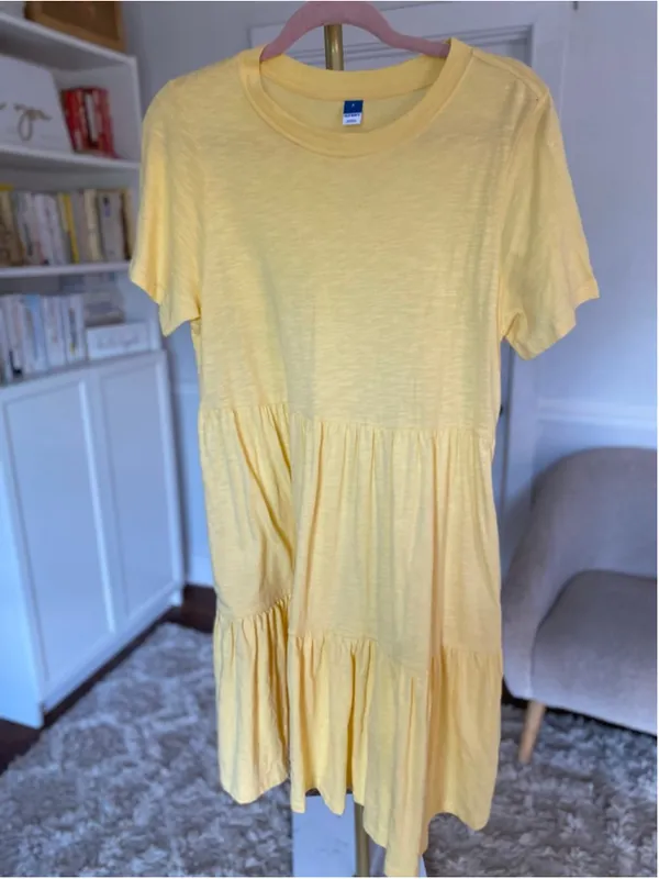 Old Navy Mini Dress Butter Yellow Coastal Cottagecore Tiered S Soft Quiet Luxury - Image 2