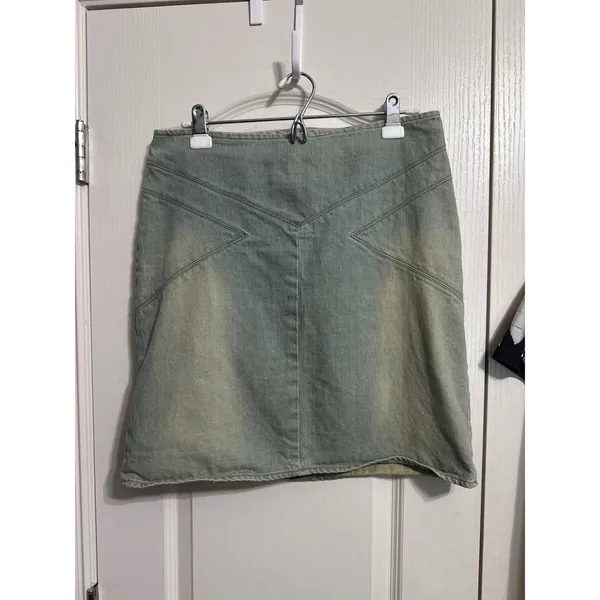 Vintage American Eagle Y2K Light Wash‎ Denim Mini Skirt Soft Grunge Indie Sleaze - Image 2