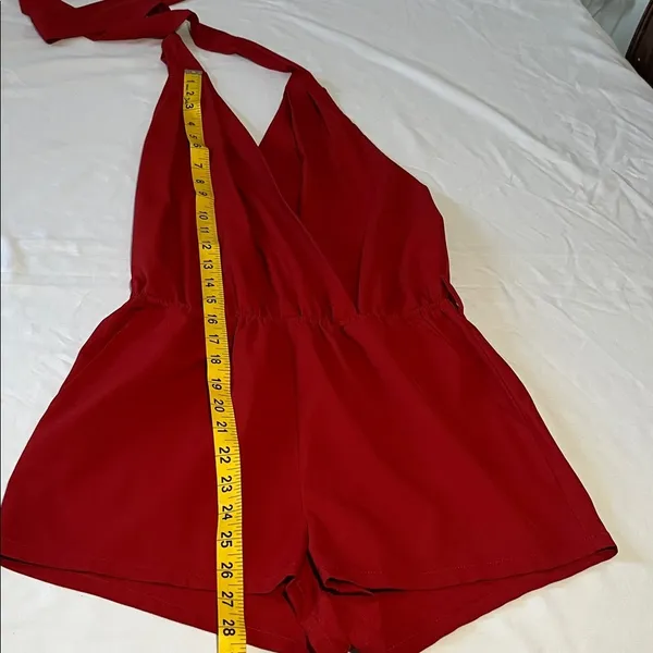 Hot & Delicious Red Halter Tie-Back One-Piece Romper - Image 12