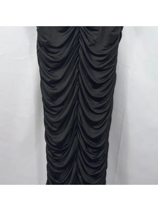 Women’s Black Ruched Bodycon Midi Dress Size Medium - Image 8