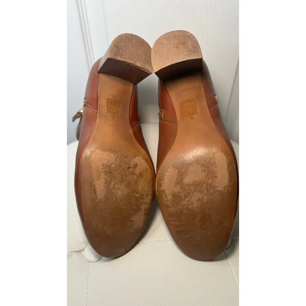 Jeffrey Campbell Prianka Cognac Leather Ankle Booties Block‎ Heel Brown Size 8 - Image 5