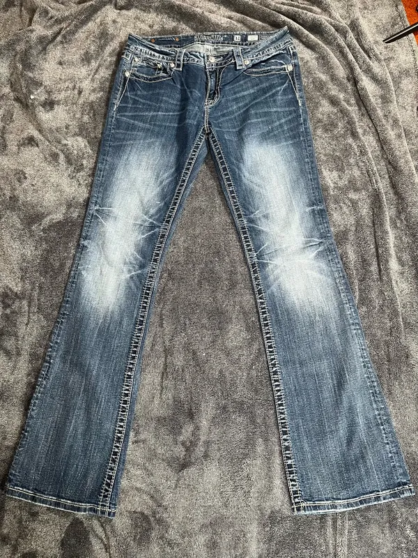 Miss Me Women Size 31 Bootcut Jeans Signature Stitch Medium Wash Flap Pocket Western Y2K - Image 2