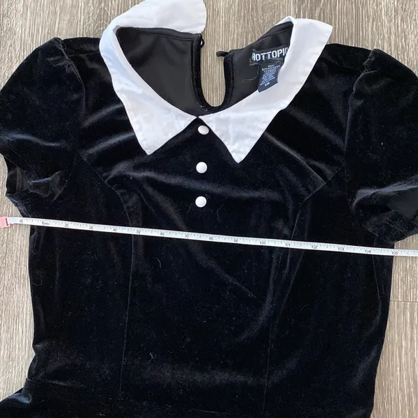 Hot Topic Black & White Collar Velvet Dress Wednesday Addams Goth Small - Image 6