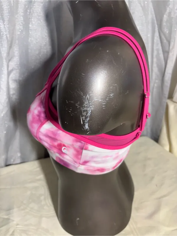 Good American Pink Tie-Dye Double-Strap Sports Bralette - Image 6