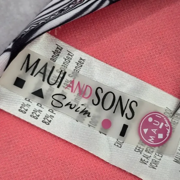 Maui and‎ Sons Black White Pink Floral Cheeky Medium Bikini Bottom Swimwear - Image 5