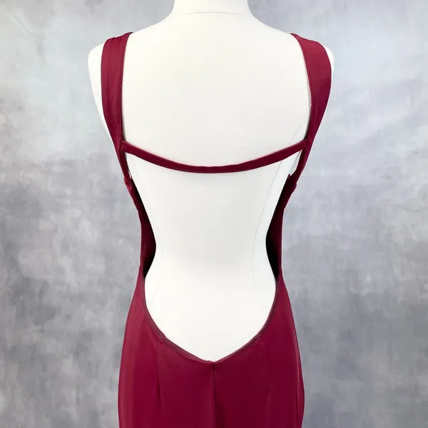 Lulus Deep Red‎ Maxi Dress Womens Medium Open Back Prom Valentines Gala Holiday - Image 5