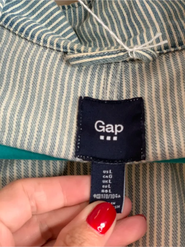 GAP Light Blue Railroad Striped Zip Jacket for Women Size-Large Coastal Casual - Image 2