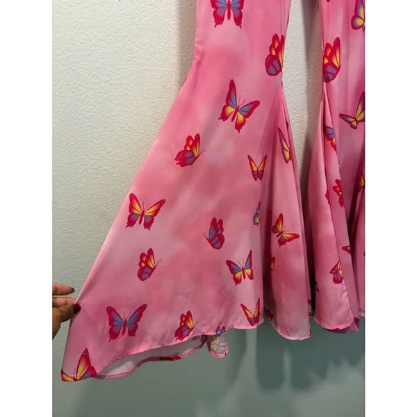 Sugar Thrillz Pink Butterfly Print Flare Pants - Image 2