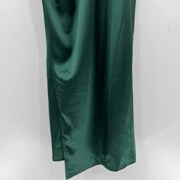 Lulus Down To Dance Emerald Green‎ Satin Gathered Tulip Midi Dress Size XL - Image 5