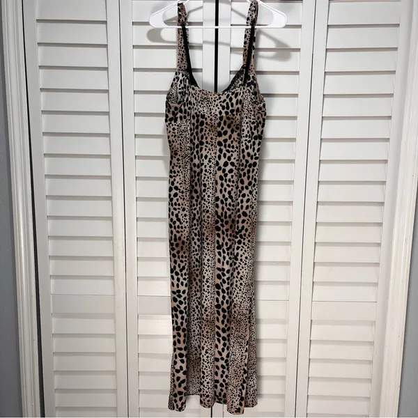 Linea Donatella animal print maxi dress sz large‎ adjustable straps stretchy - Image 2