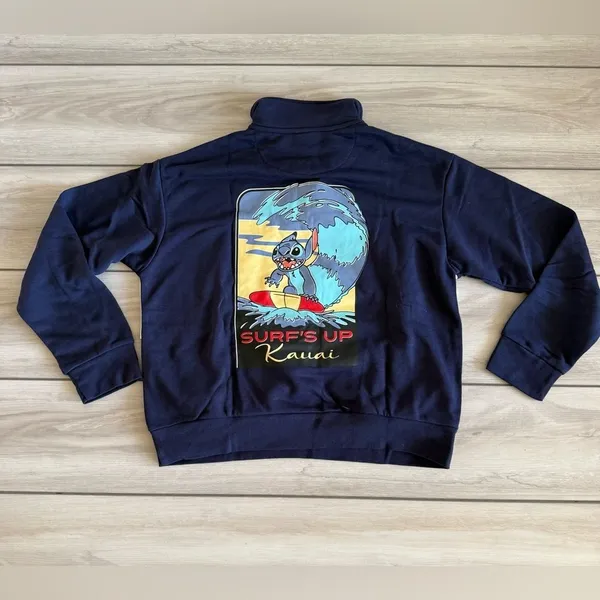 Disney Stitch Ohana Surf Quarter Zip Crew Navy Various Sizes NWT IN PACKAGE - Image 6