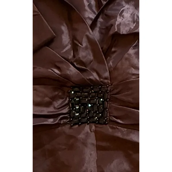 Larry Levine Top Womens Size XL Brown Beaded Waist Peplum Vintage Deadstock 90s - Image 10