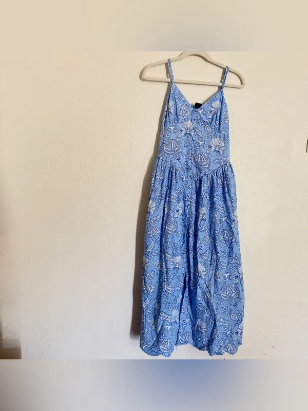 Roller rabbit Women Floral Vines Drop Waist Midi A-Line Dress Blue - Image 5