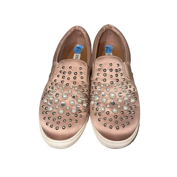 Steve Madden Glandi Pink‎ Satin Studded Slip-On Platform Sneakers 7.5 - Image 4