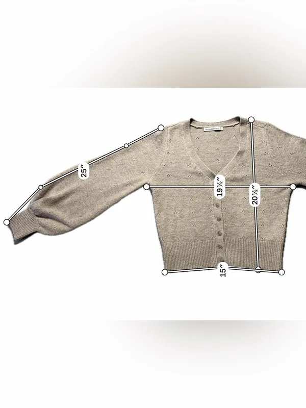 Abercrombie & Fitch Pointelle Cardigan Women’s Medium Beige Button-Up Sweater - Image 4