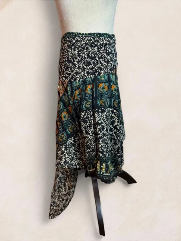 Peaceful People Patchwork Handkerchief Midi Skirt Boho Size M - Image 6