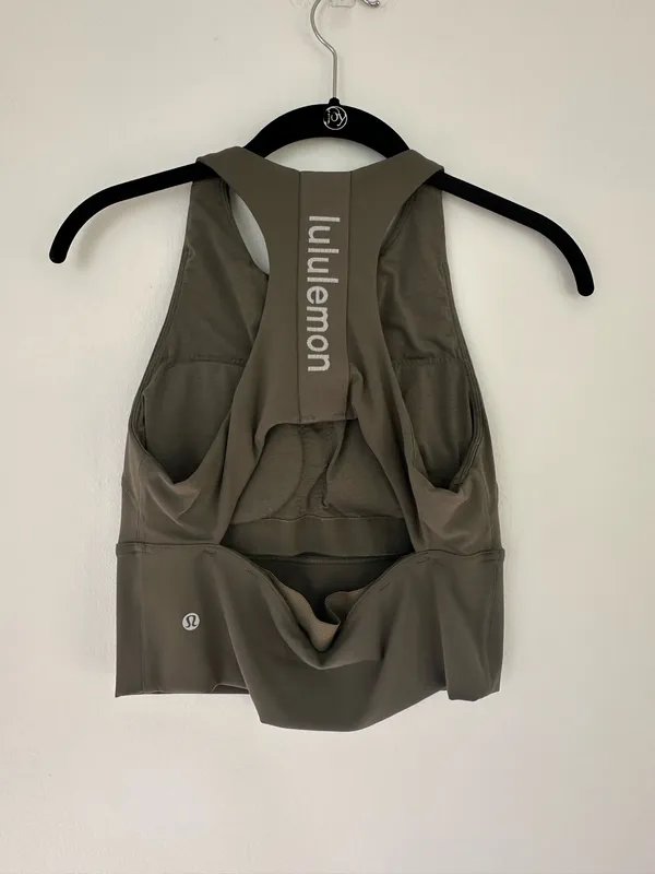 Lululemon Logo Elastic Everlux Shelf Tank Top Army Green / White Opal 8 - Image 2