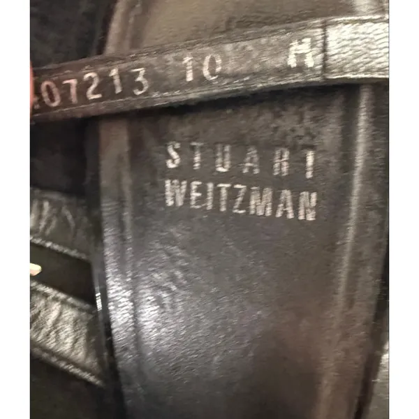 Stuart Weitzman Black Patent Leather Heels straps buckle closure platform Sz 10 - Image 9