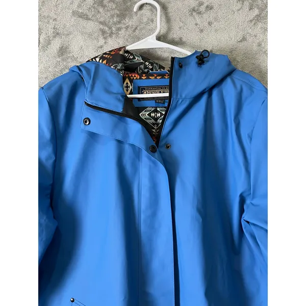 Pendleton Victoria Rain Slicker Women’s Blue Hooded Southwestern Lined Coat XXL - Image 2