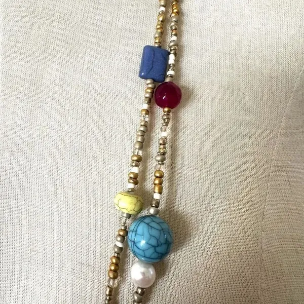 Chico’s double strand gold tone long beaded necklace NWT - Image 8