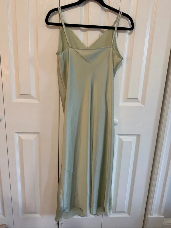 Aritzia Wilfred Satin Slip Dress Midi Mint Green Size Large - Image 3