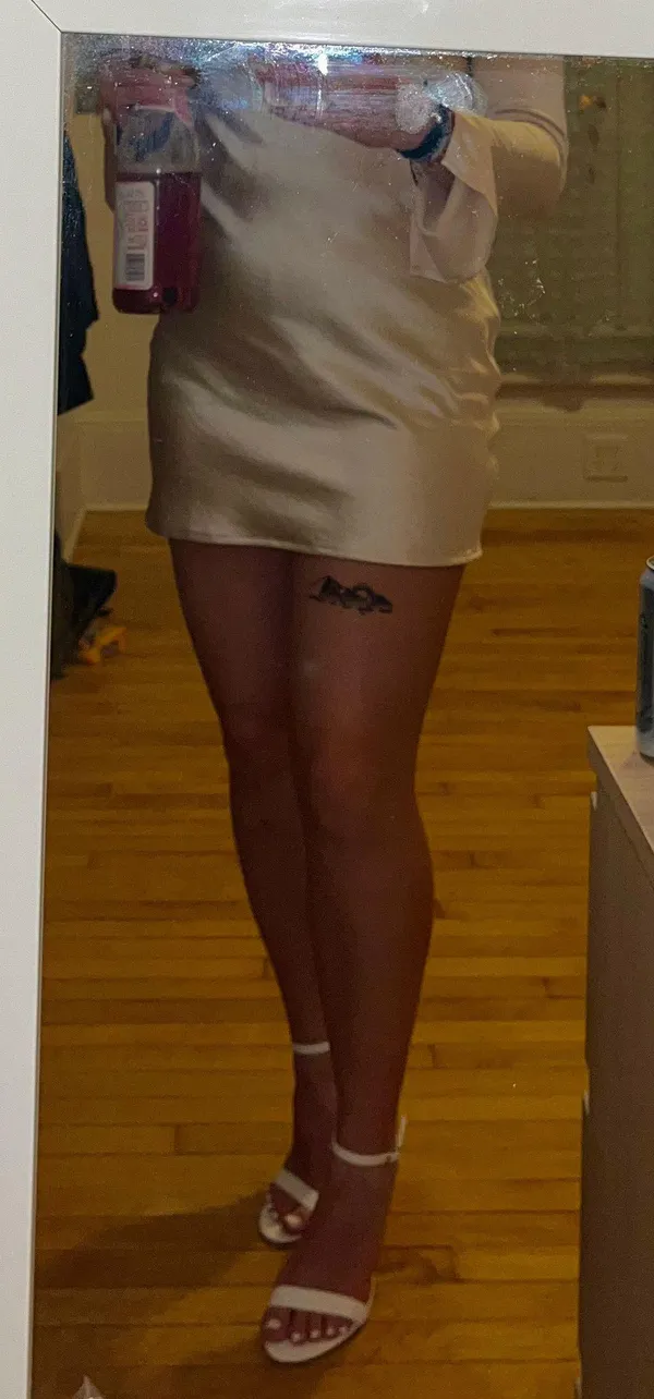 Silky Champagne Mini Dress - Image 5