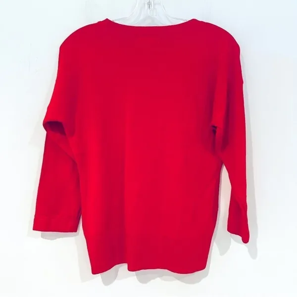 NY&Co Kiss Me Ugly Christmas Sweater Women‎ XS Red Holiday Sequin Mistletoe Glam - Image 5
