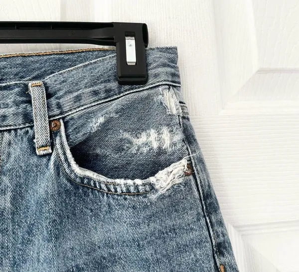 Riley High Rise Straight Crop Denim Jeans Button Fly In Frequency 27 - Image 11